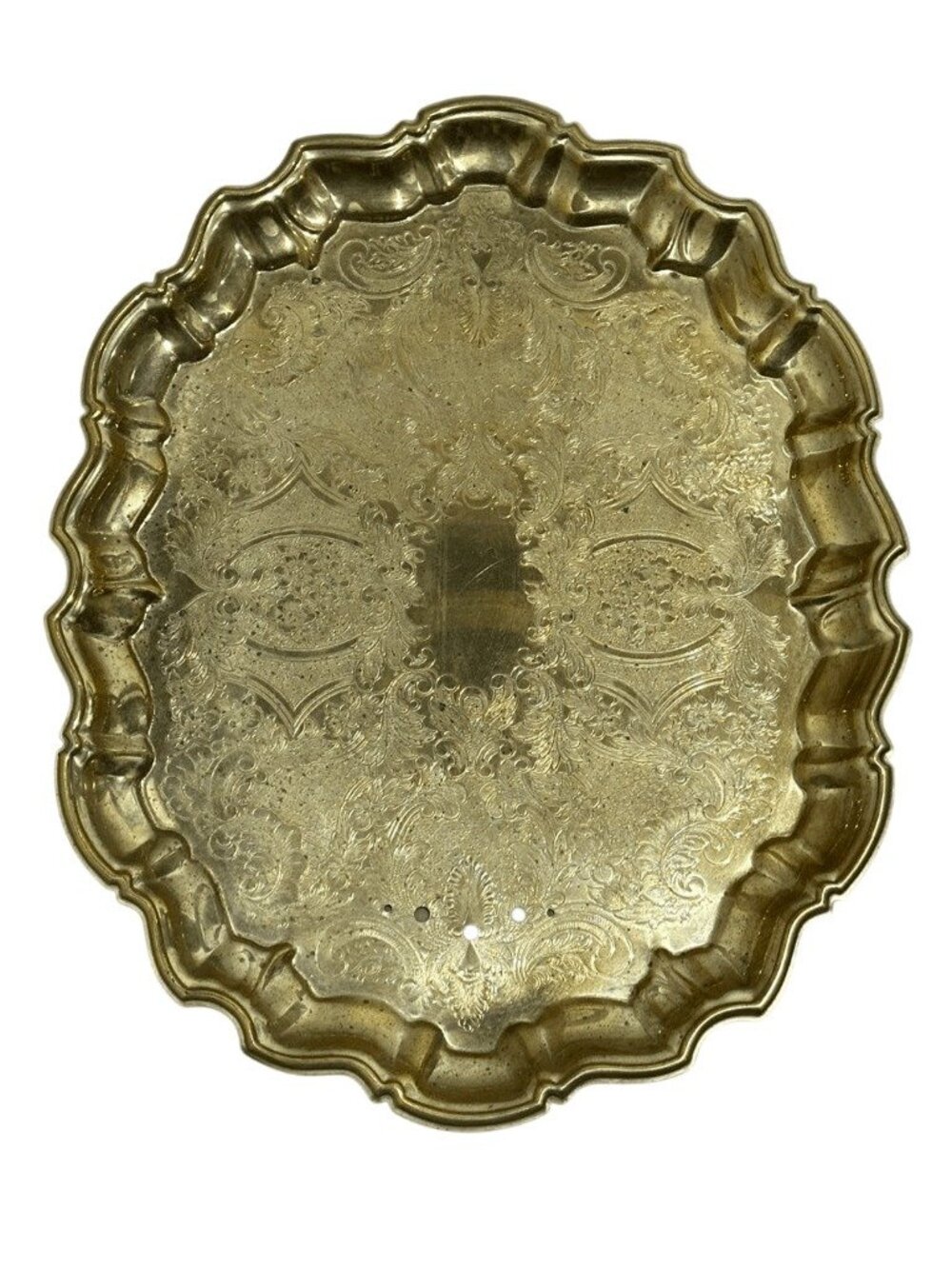 Vintage Engraved Solid Brass Sconce Plate Base Part